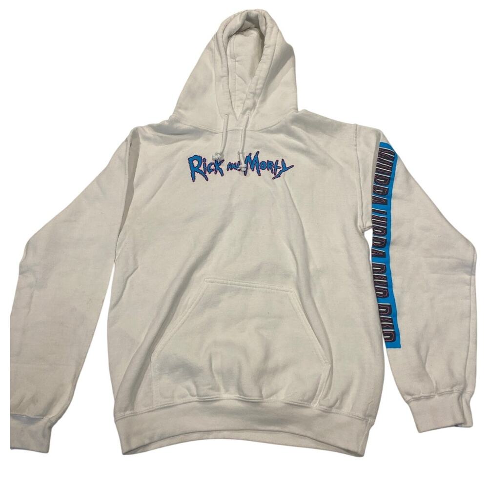 RICK AND MORTY Hoodie Men White Size Small